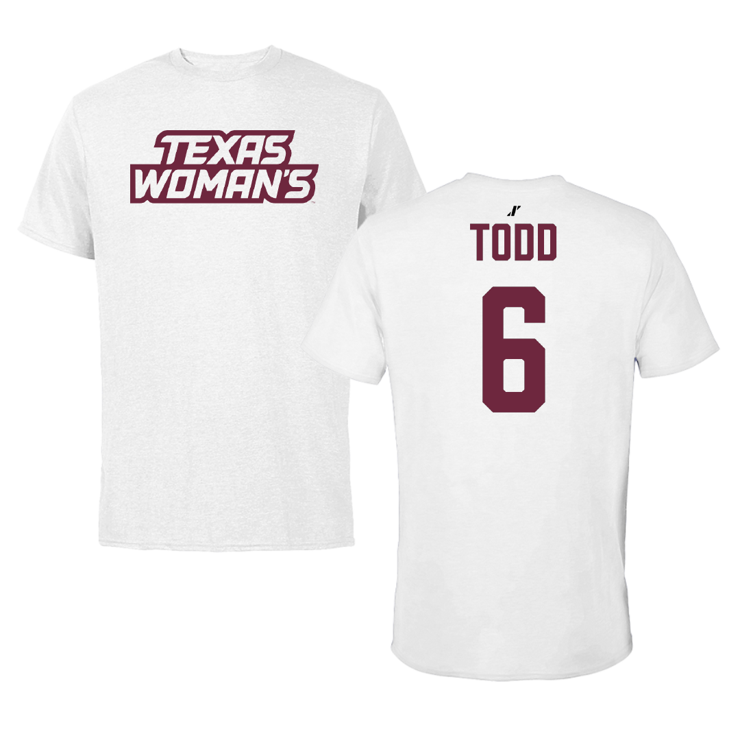Texas Woman's University Softball White Performance Tee - #6 Riley Todd