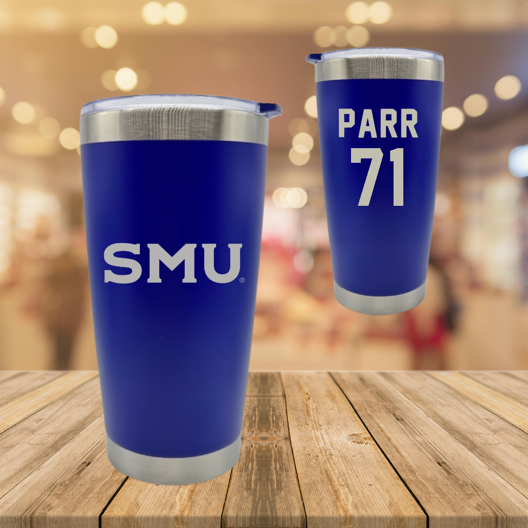 Southern Methodist University Football Blue Stainless Steel Tumbler - #71 Logan Parr