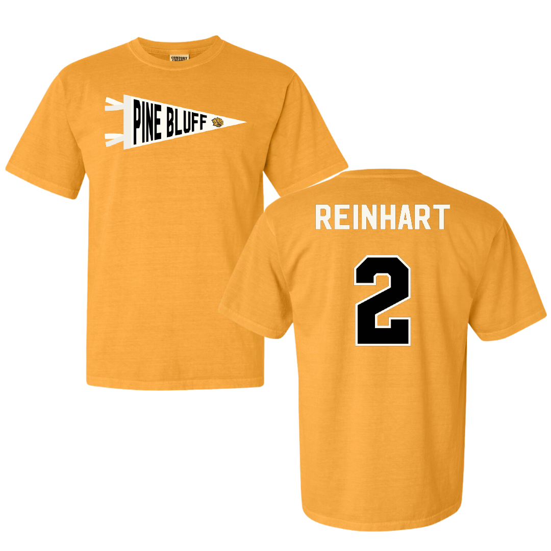 University of Arkansas-Pine Bluff Basketball Gold Pennant Comfort Colors Tee - #2 Zach Reinhart