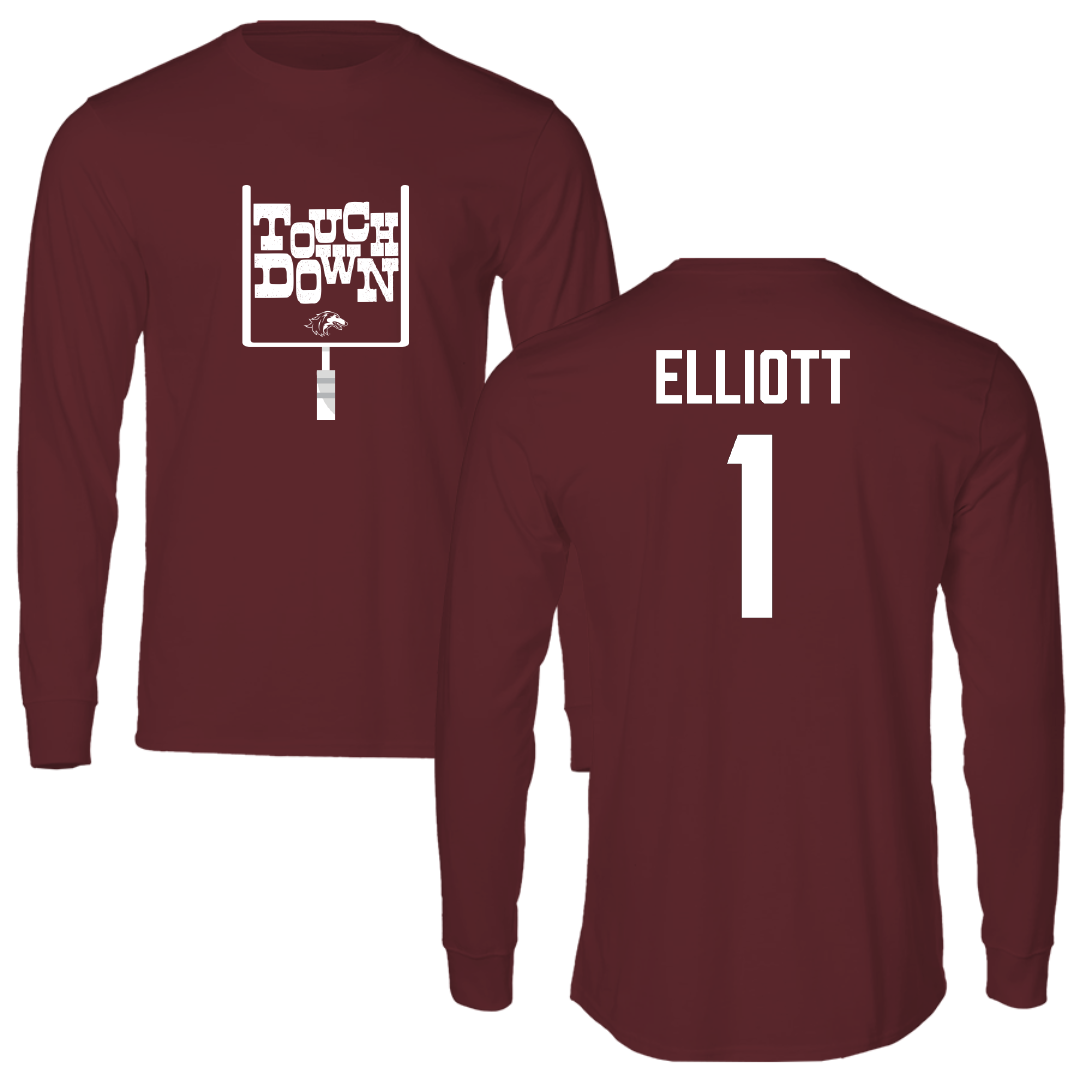 Southern Illinois University at Carbondale Football Maroon Touchdown Performance Long Sleeve - #1 Romeir Elliott