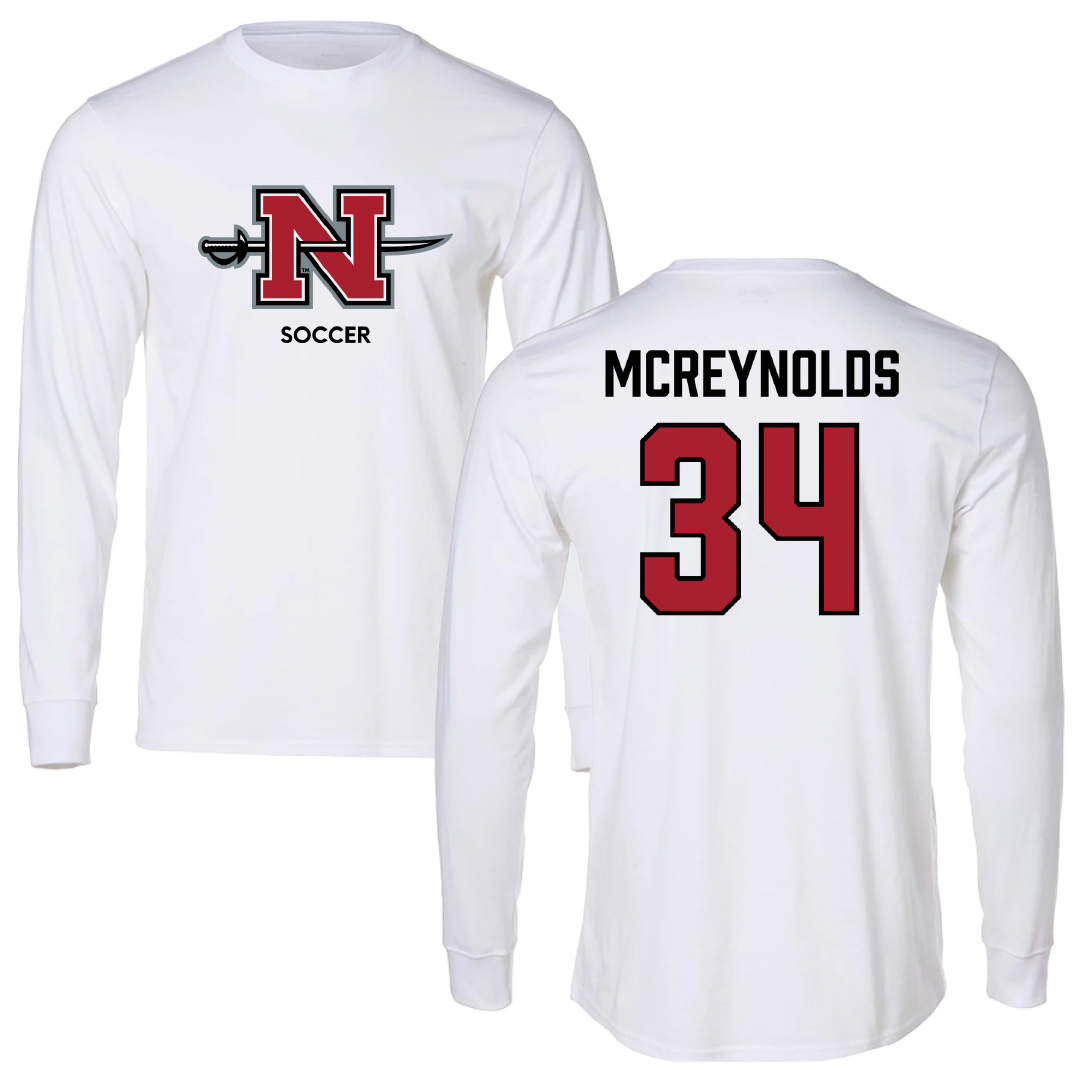 Nicholls State University Soccer (W) White Long Sleeve - #34 Mallory McReynolds