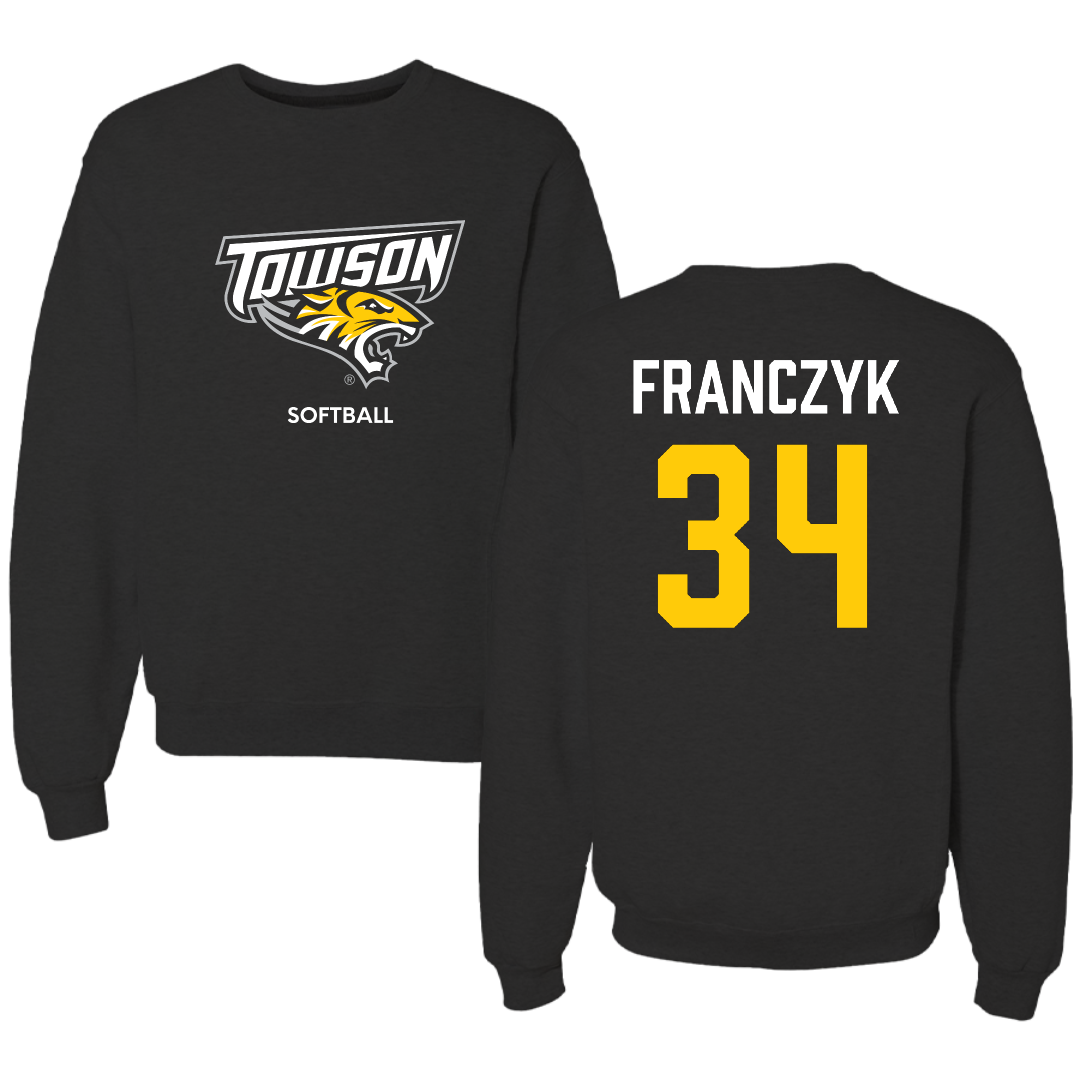Towson University Softball Black Crewneck - #34 Grace Franczyk