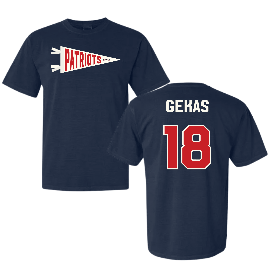 Dallas Baptist University Soccer Navy Pennant Comfort Colors Tee - #18 Carly Gekas