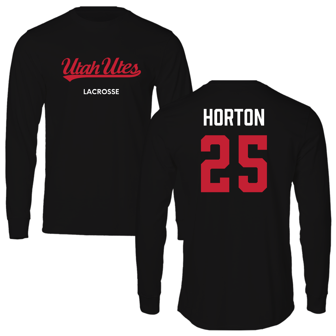 University of Utah Lacrosse (M) Black Utes Long Sleeve - #25 Bryce Horton