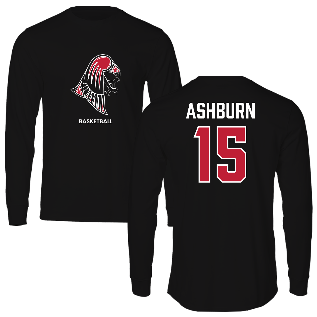 University of Wisconsin-River Falls Basketball (M) Black Mascot Long Sleeve - #15 Riley Ashburn