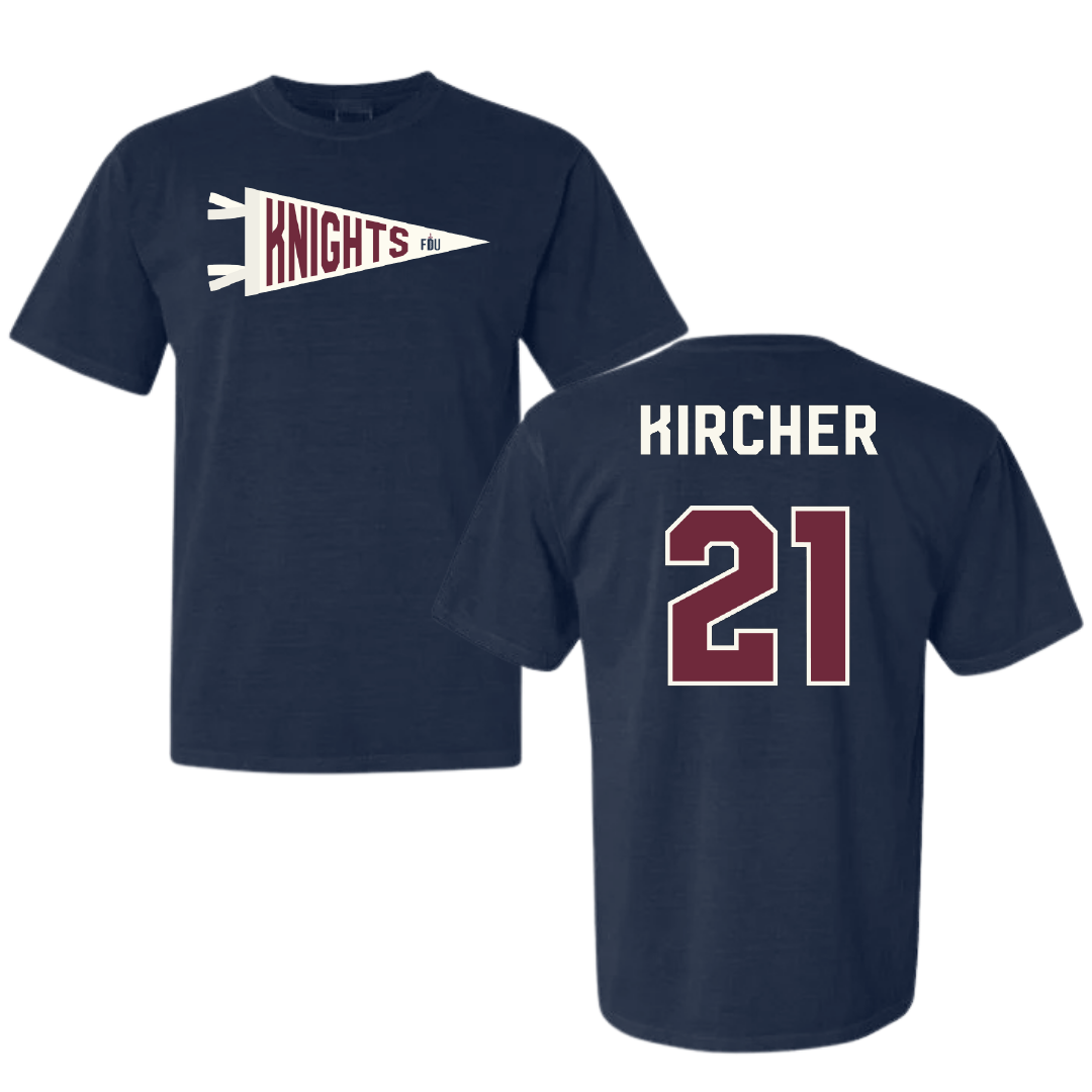 Fairleigh Dickinson University-Metropolitan Campus Volleyball Navy Pennant Comfort Colors Tee - #21 Gillian Kircher