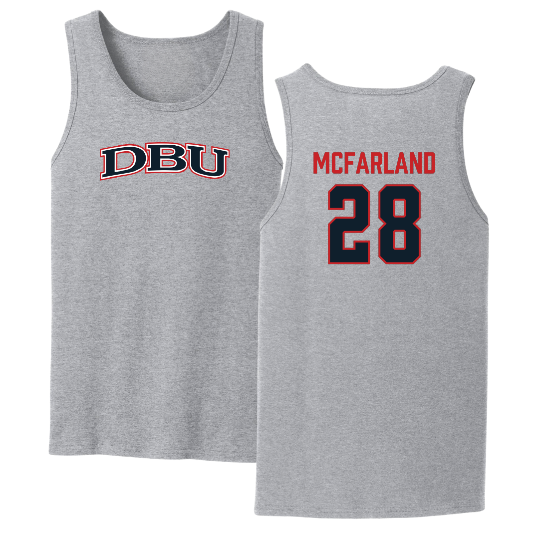 Dallas Baptist University Soccer Sport Gray Tank Top - #28 Riley McFarland