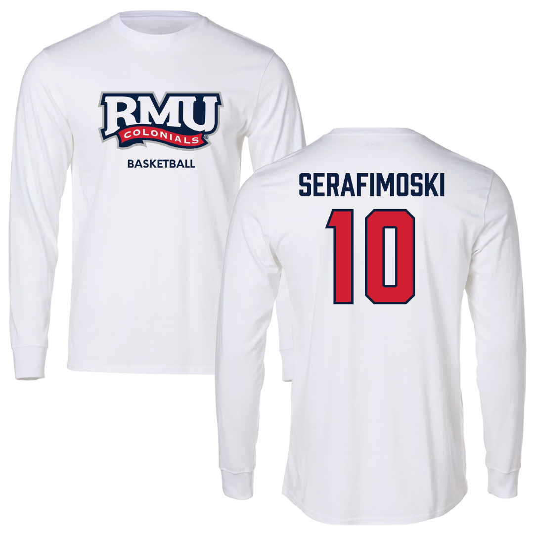 Robert Morris University Basketball (M) White Long Sleeve - #10 Vasilije Serafimoski