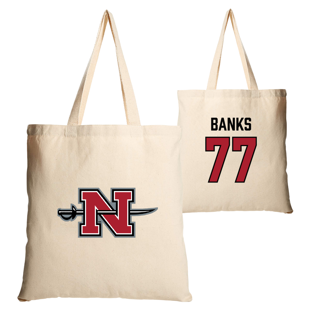 Nicholls State University Football Tan Canvas Tote Bag - #77 Cam Banks