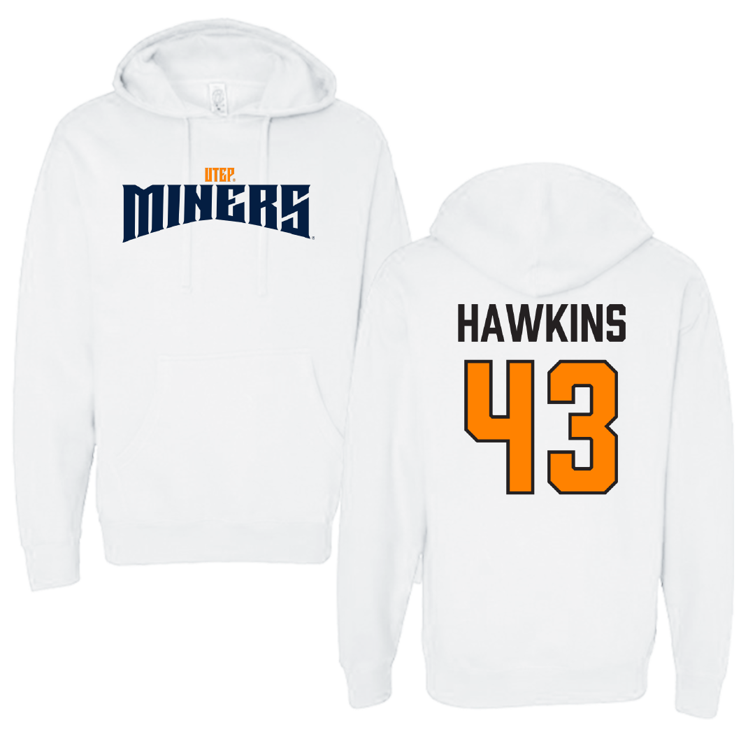 University of Texas at El Paso Football White Classic Hoodie - #43 Garrett Hawkins