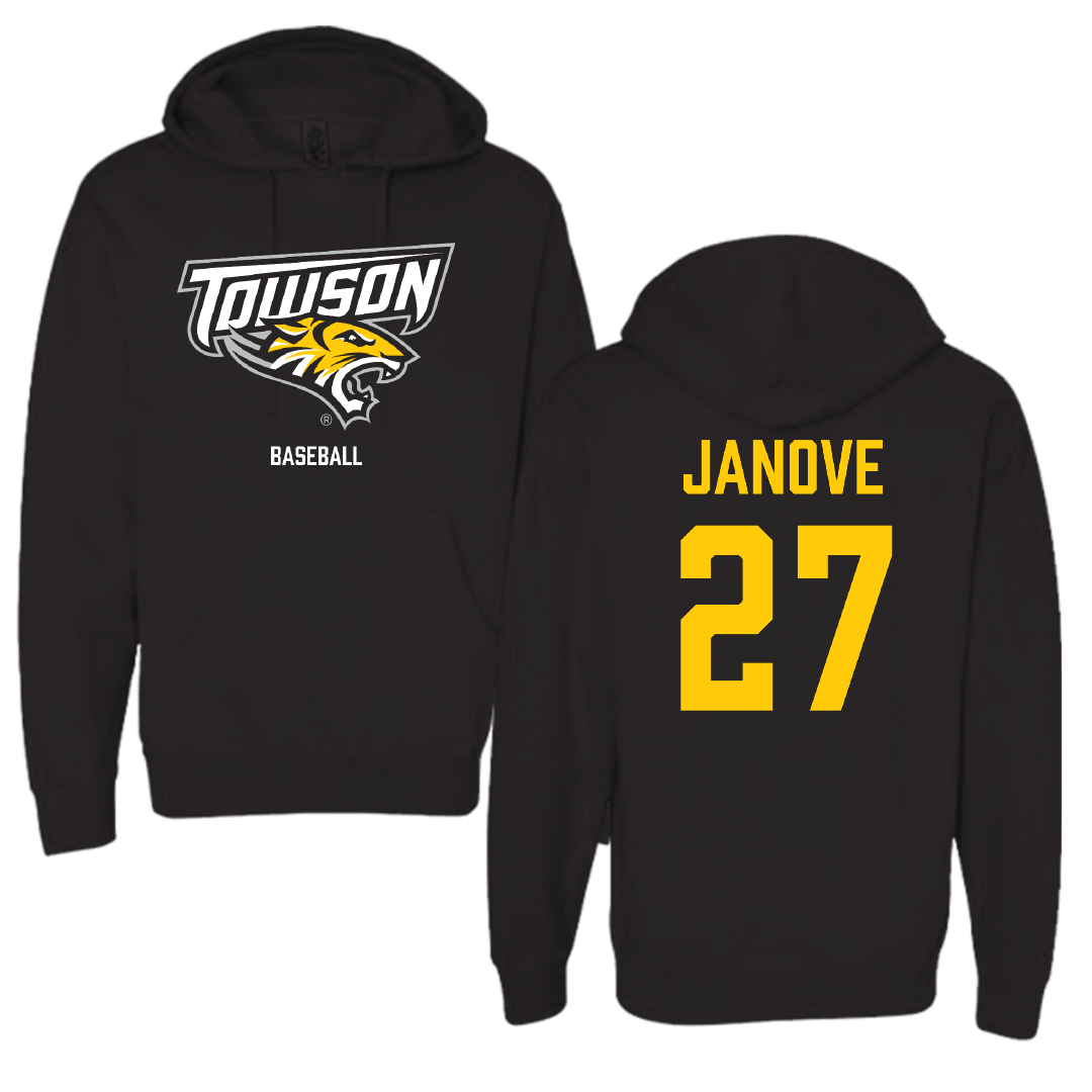 Towson University Baseball Black Hoodie - #27 Josh Janove