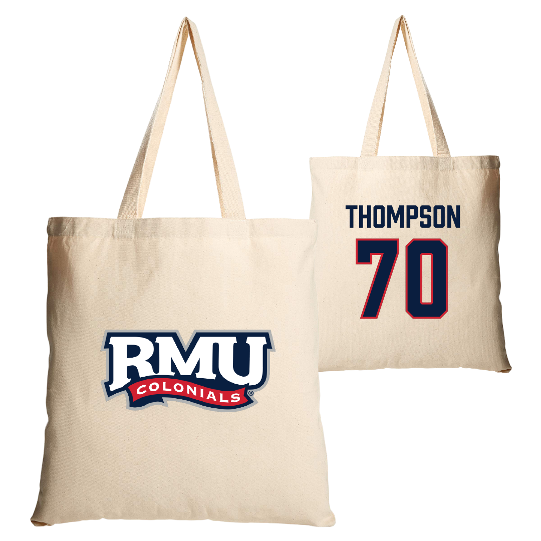Robert Morris University Football Tan Canvas Tote Bag - #70 Dante Thompson