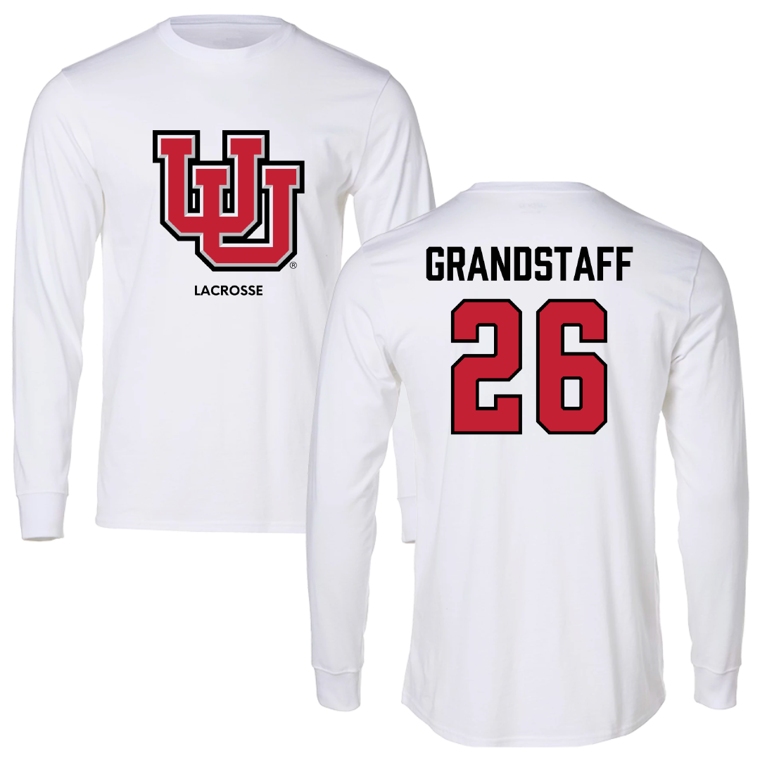 University of Utah Lacrosse (M) White Block Performance Long Sleeve - #26 Brady Grandstaff