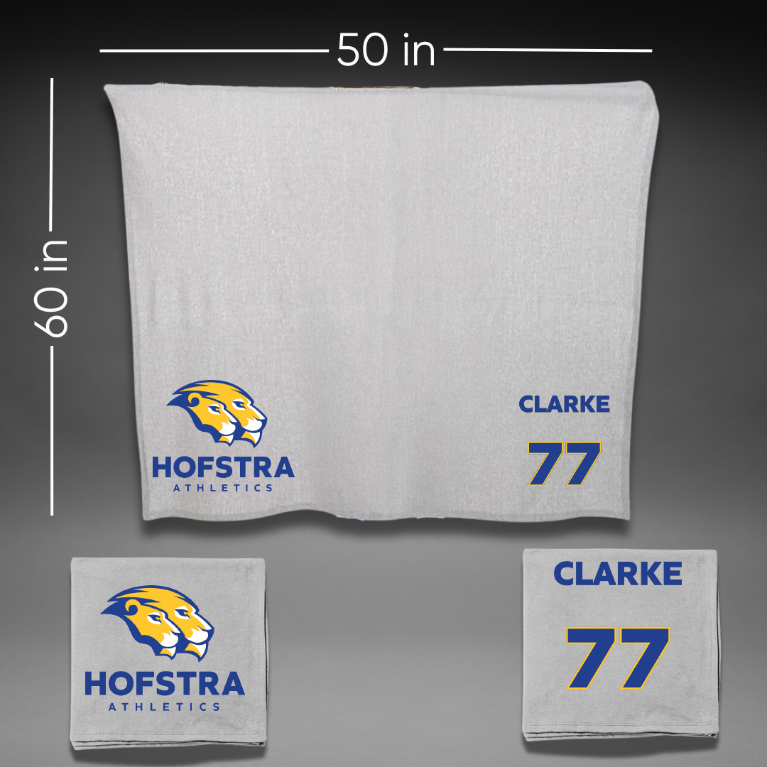 Hofstra University Lacrosse (M) Gray Blanket - #77 Austin Clarke