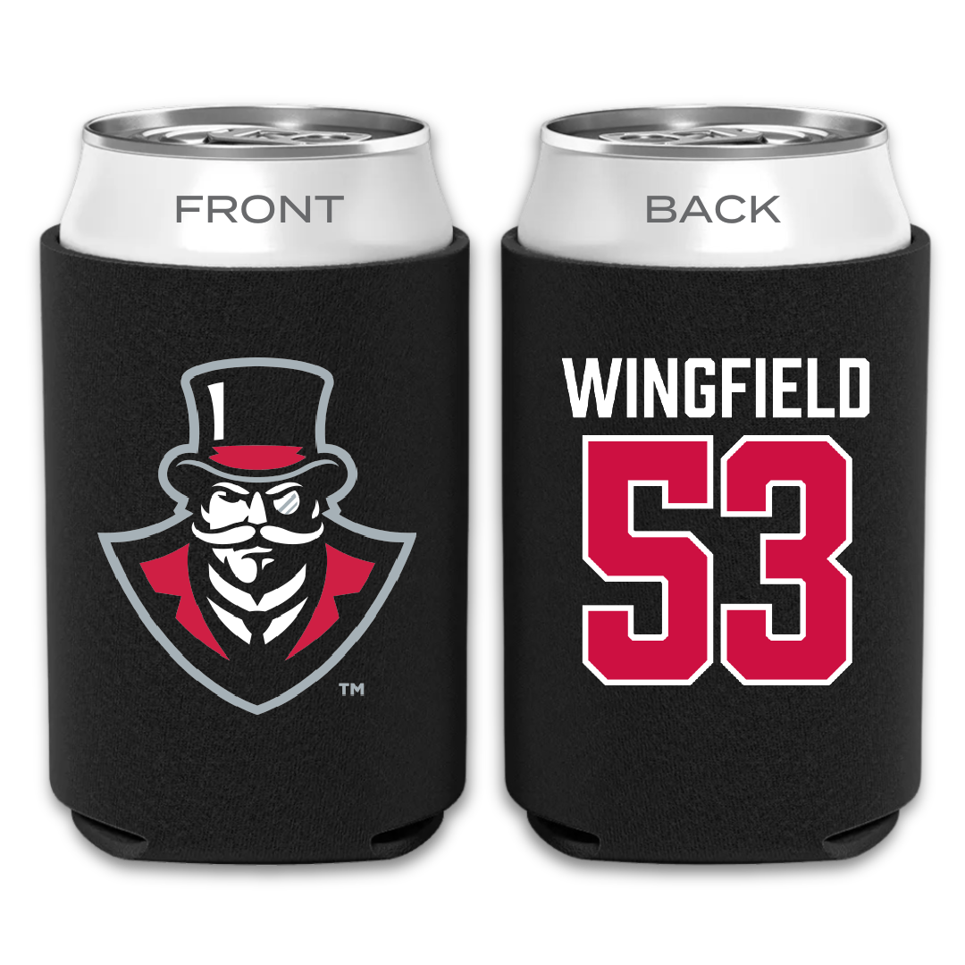 Austin Peay State University Football Black Can Cooler - #53 Christian Wingfield