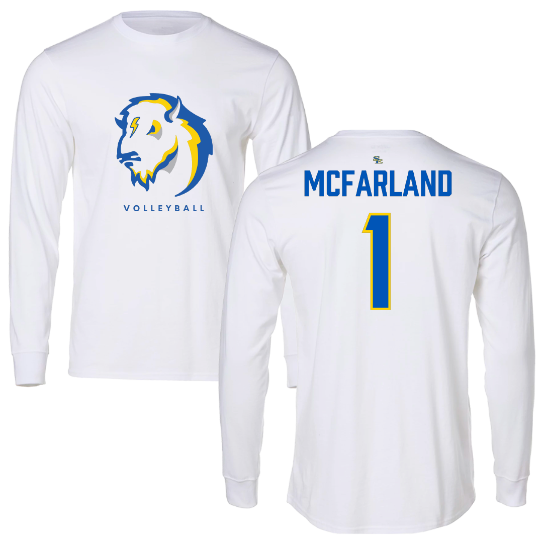 Southeastern Oklahoma State University Volleyball White Performance Long Sleeve - #1 Riley McFarland