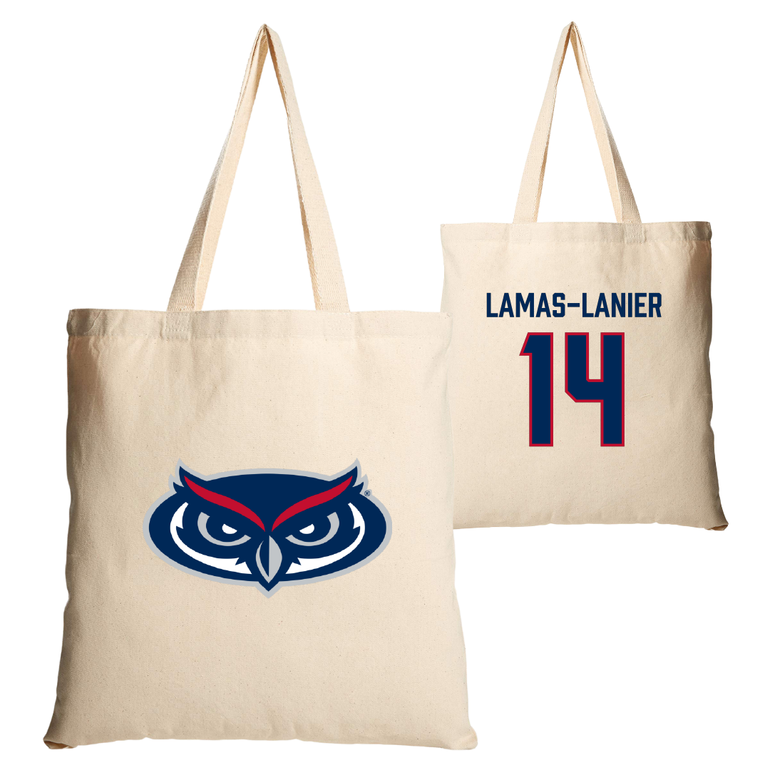 Florida Atlantic University Football Tan Canvas Tote Bag - #14 Courtney Lamas-Lanier