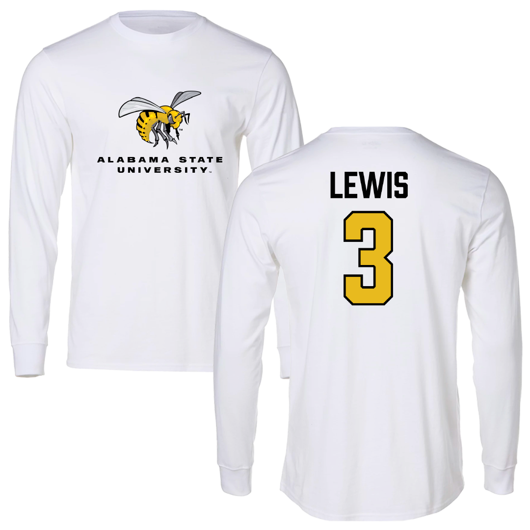 Alabama State University Football White Block Long Sleeve - #3 Keane Lewis