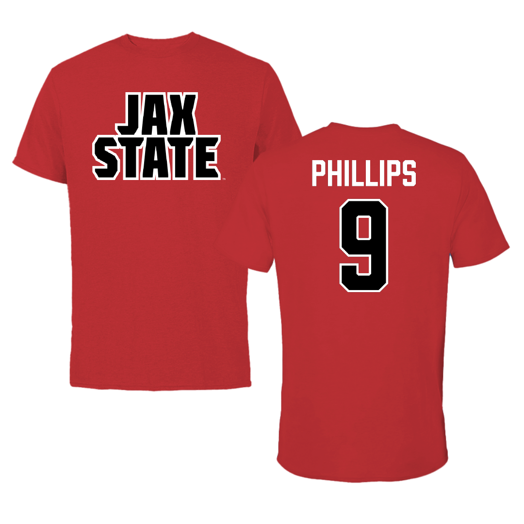 Jacksonville State University Softball Red Performance Tee - #9 Ashley Phillips