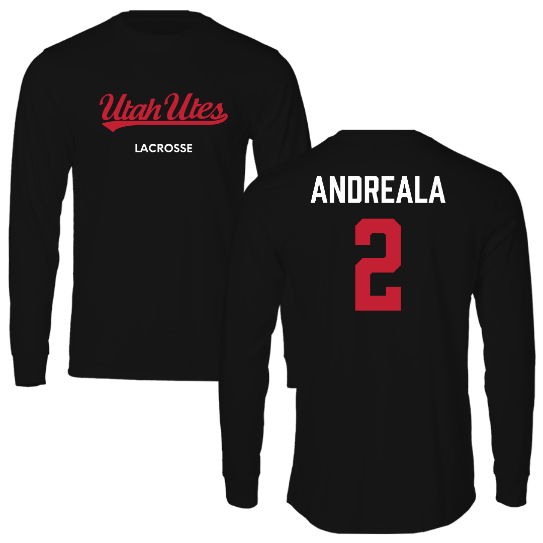 University of Utah Lacrosse (M) Black Utes Long Sleeve - #2 Jared Andreala