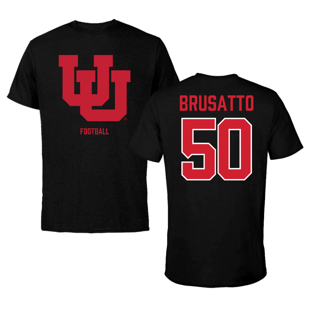 University of Utah Football Black Tee - #50 Justice Brusatto
