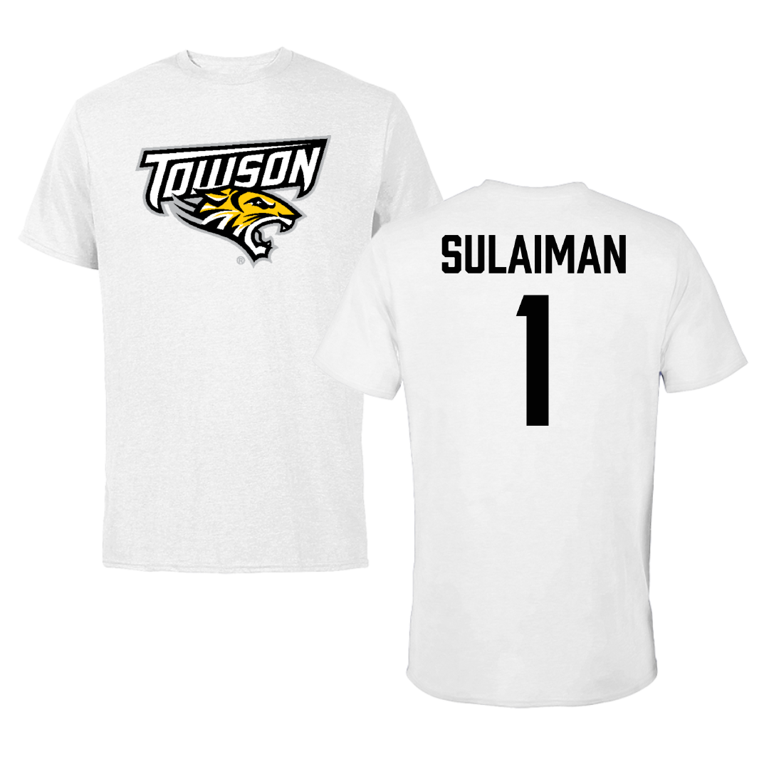 Towson University Basketball (M) White Tee - #1 Tomiwa Sulaiman