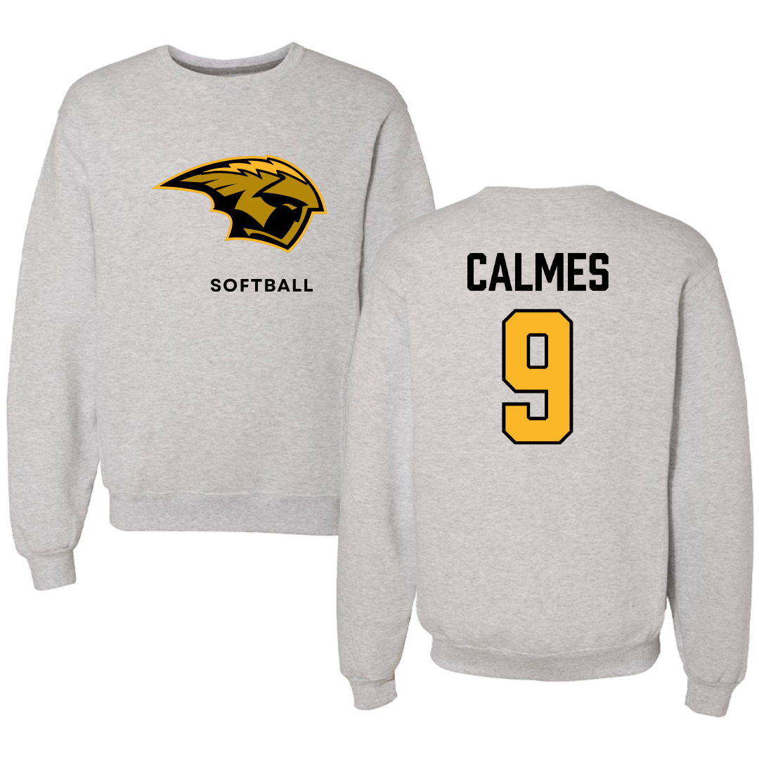 University of Wisconsin-Oshkosh Softball Gray Crewneck - #9 Skyler Calmes