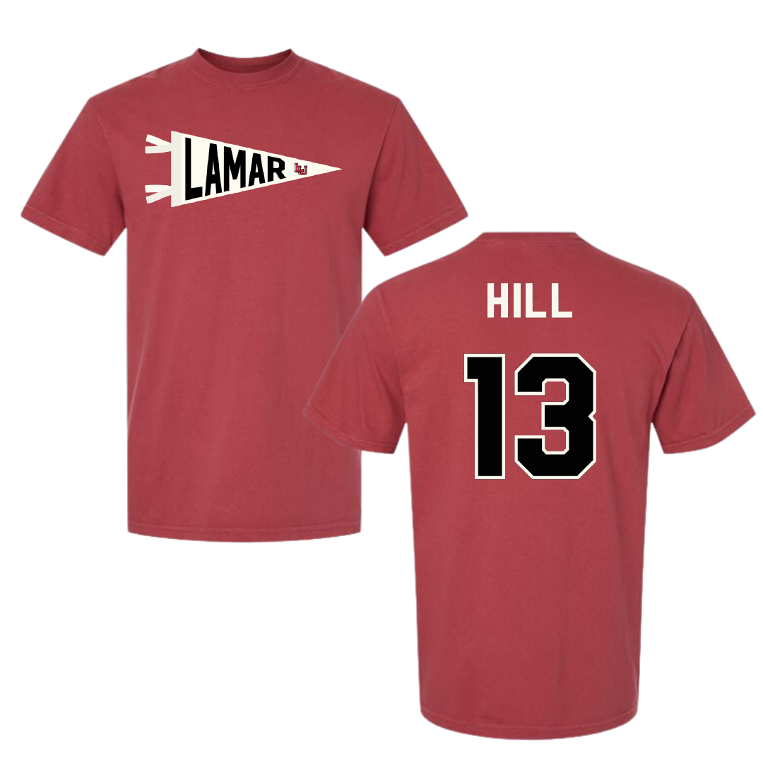 Lamar University Basketball Canvas Red Pennant Comfort Colors Tee - #13 Taliah Hill
