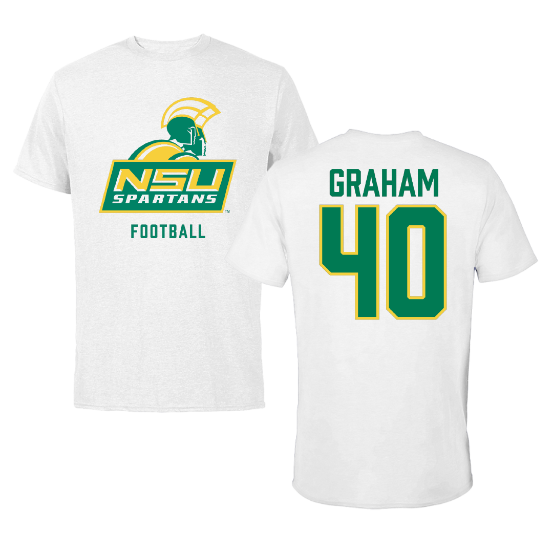 Norfolk State University Football White Performance Tee - #40 Xavier Graham