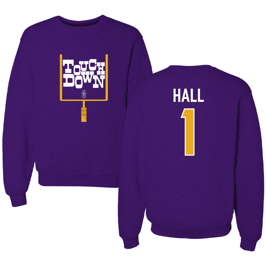 University at Albany Football Purple Touchdown Crewneck - #1 Aamir Hall