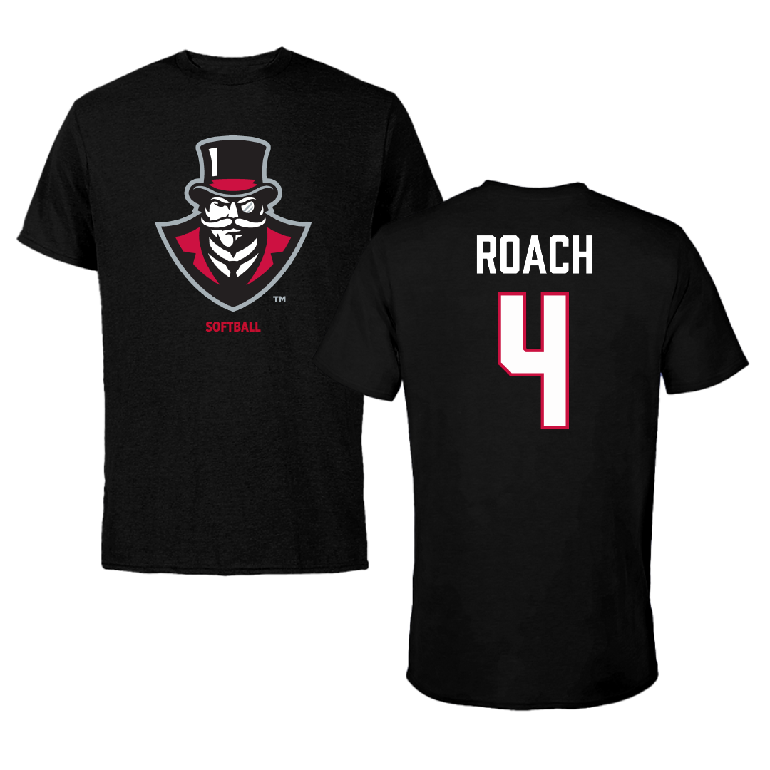 Austin Peay State University Softball Black Performance Tee - #4 Raylon Roach