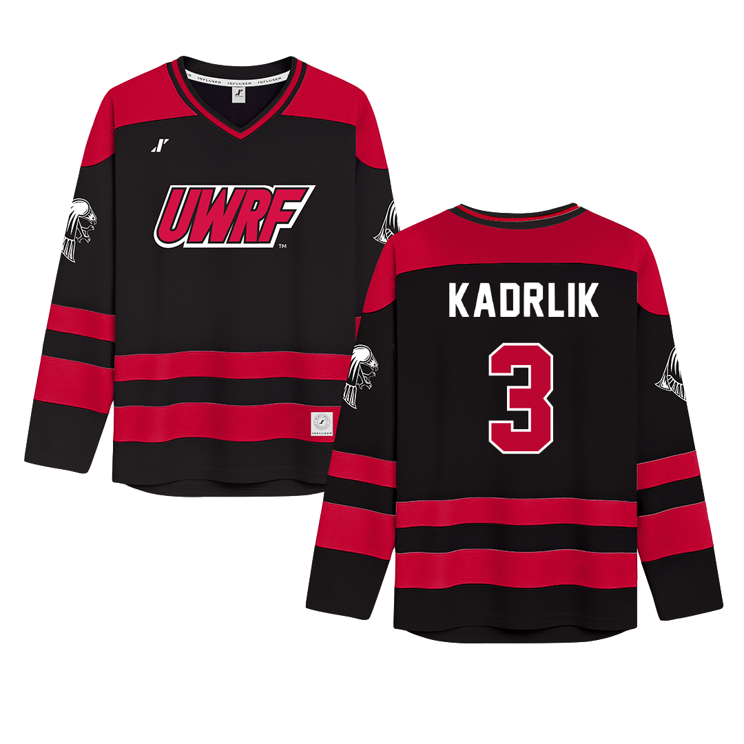 University of Wisconsin-River Falls Black Hockey Jersey - #3 Madison Kadrlik