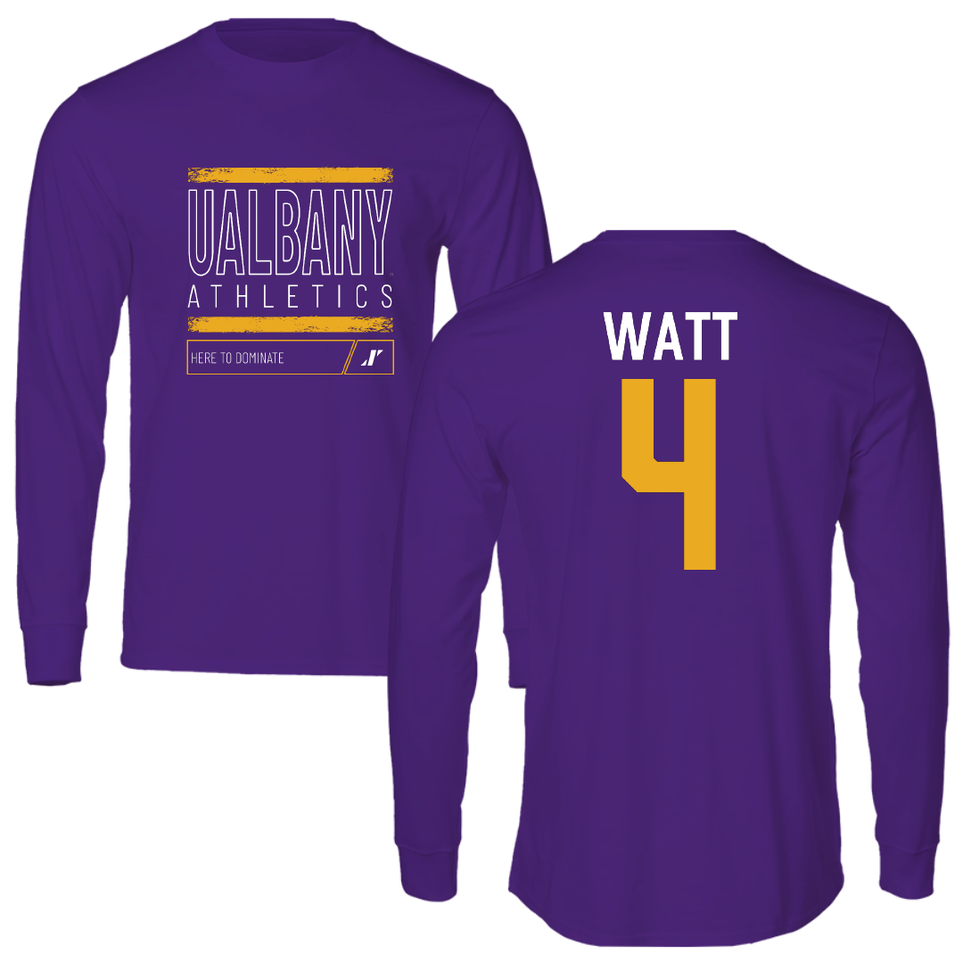 University at Albany Soccer Purple Dominate Long Sleeve - #4 Lucas Watt