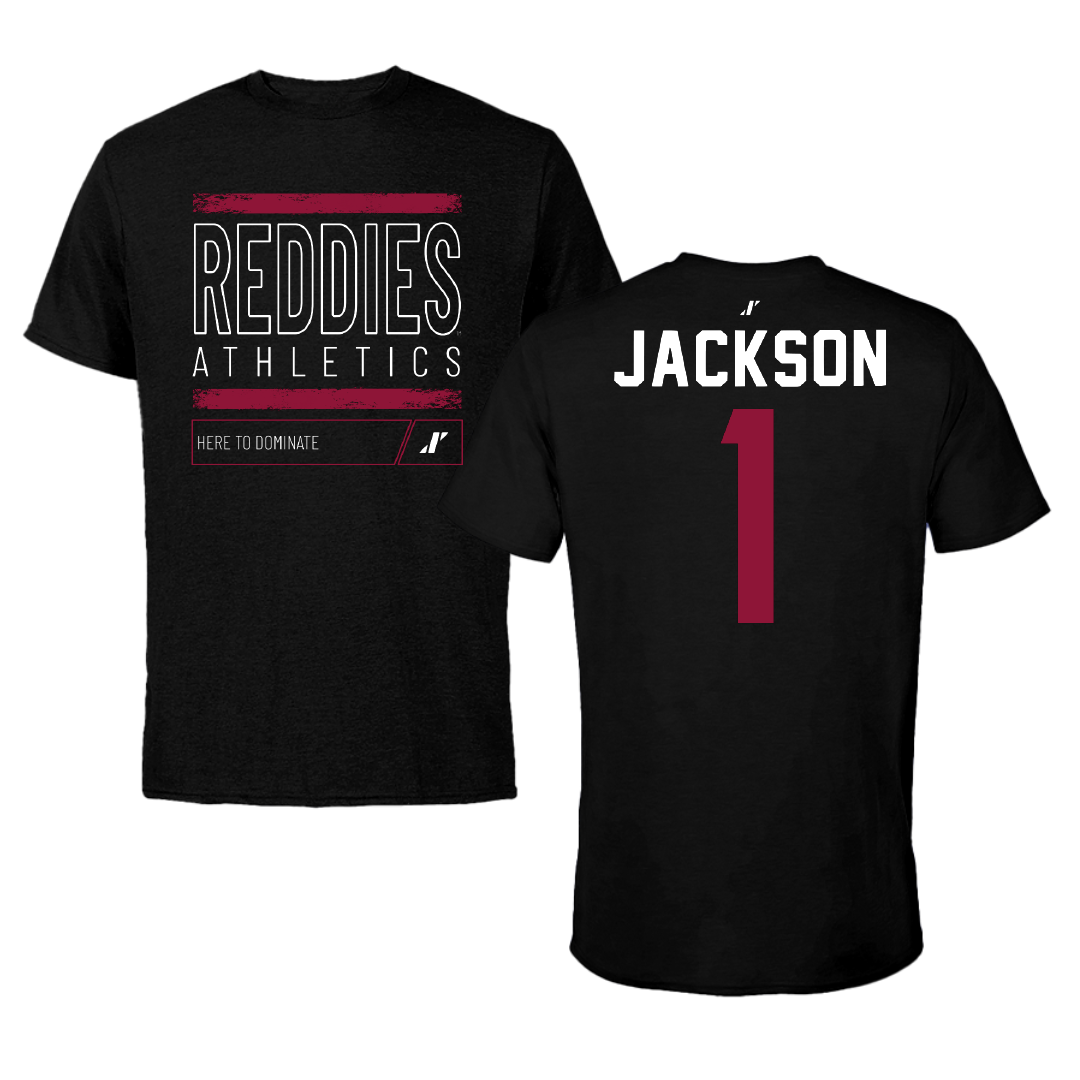 Henderson State University Football Black Dominate Performance Tee - #1 Timieone Jackson