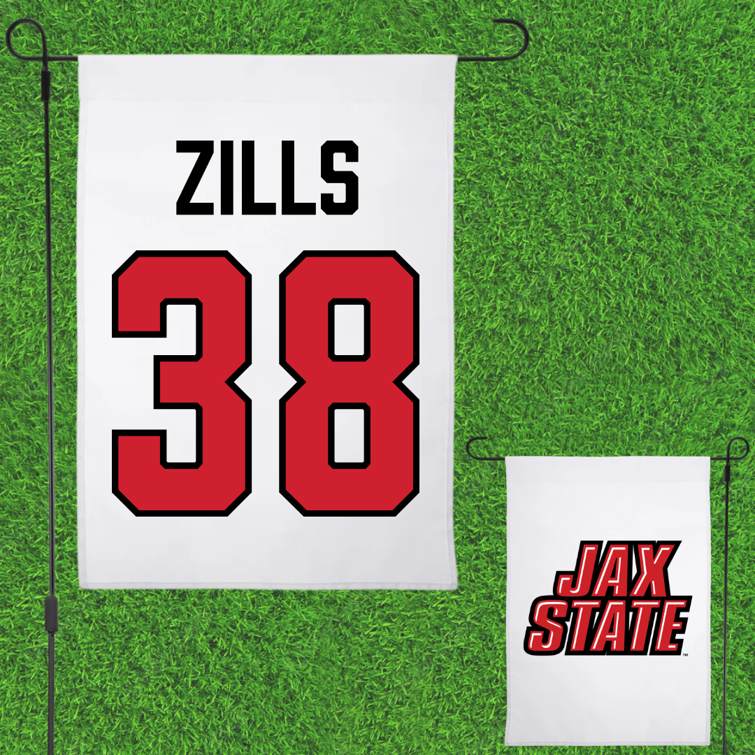 Jacksonville State University Football White Garden Flag - #38 Nate Zills