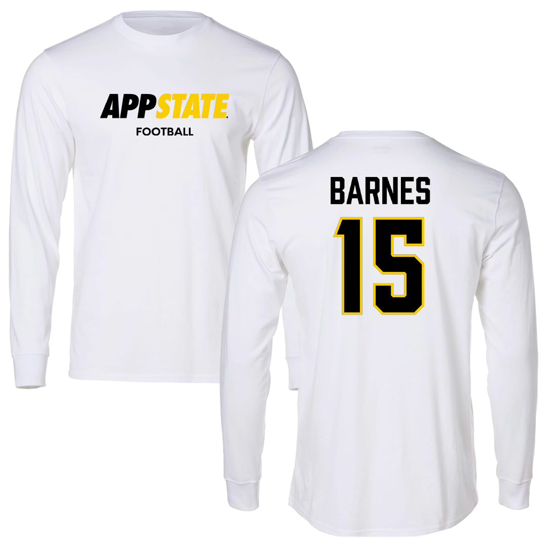 Appalachian State University Football White Block Long Sleeve - #15 Jaden Barnes