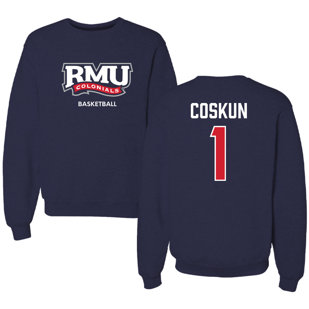 Robert Morris University Basketball (W) Navy RMU Crewneck - #1 Tuana Coskun