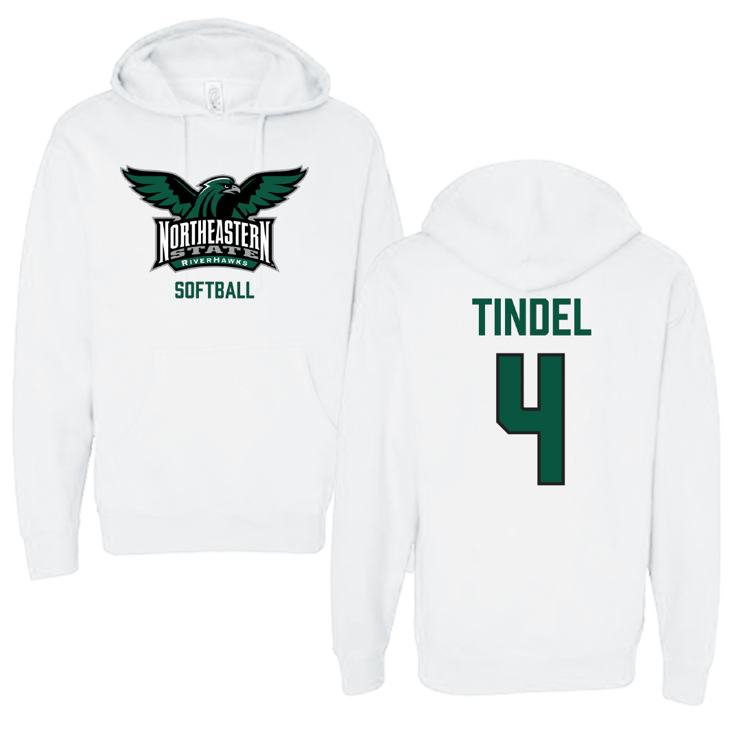 Northeastern State University Softball White Hoodie - #4 Korynn Tindel