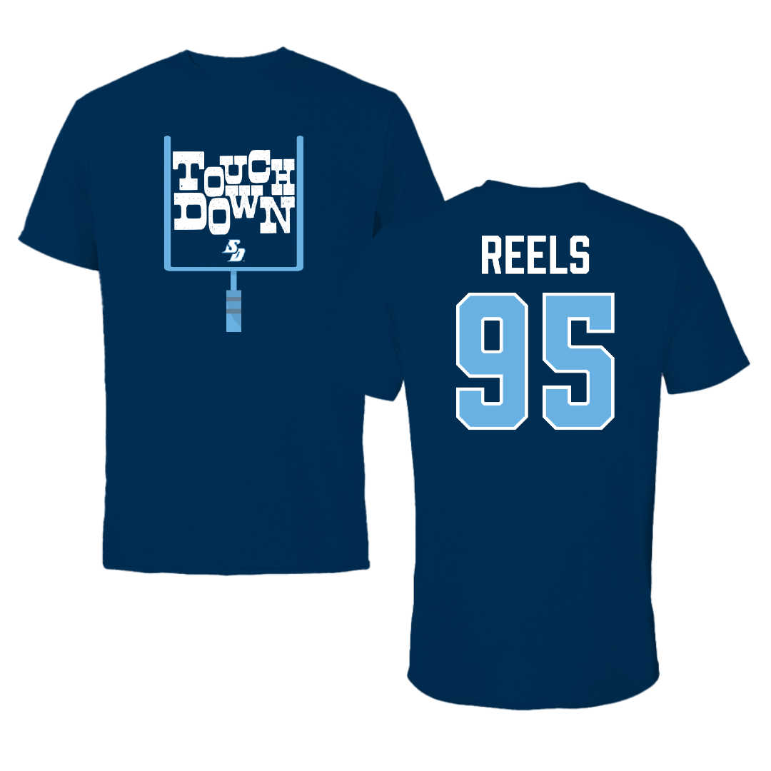 University of San Diego Football Navy Touchdown Tee - #95 Jae’Von Reels