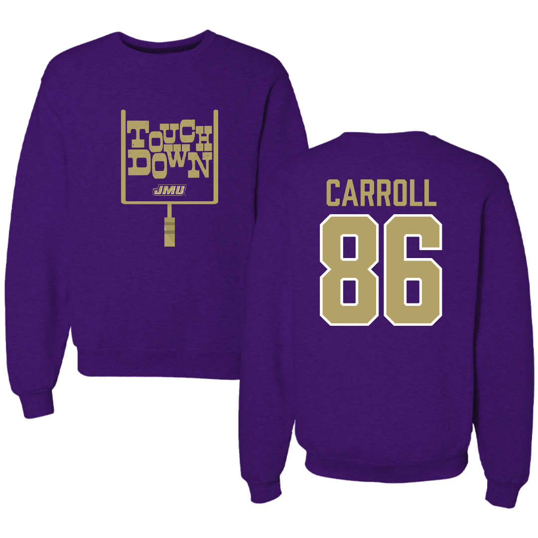 James Madison University Football Purple Touchdown Crewneck - #86 Collin Carroll