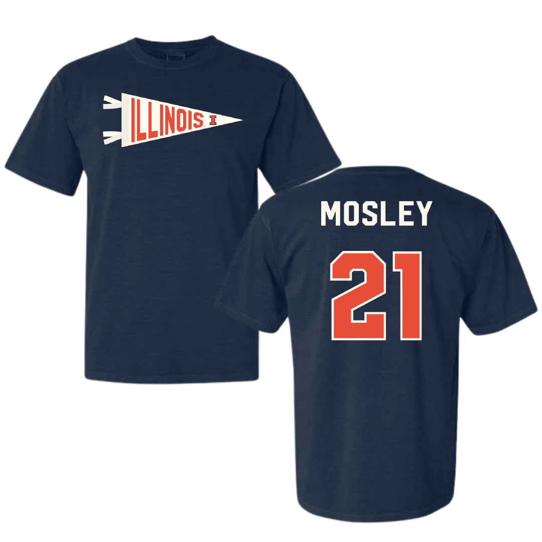 University of Illinois Softball Navy Pennant Comfort Colors Tee - #21 Delaney Mosley