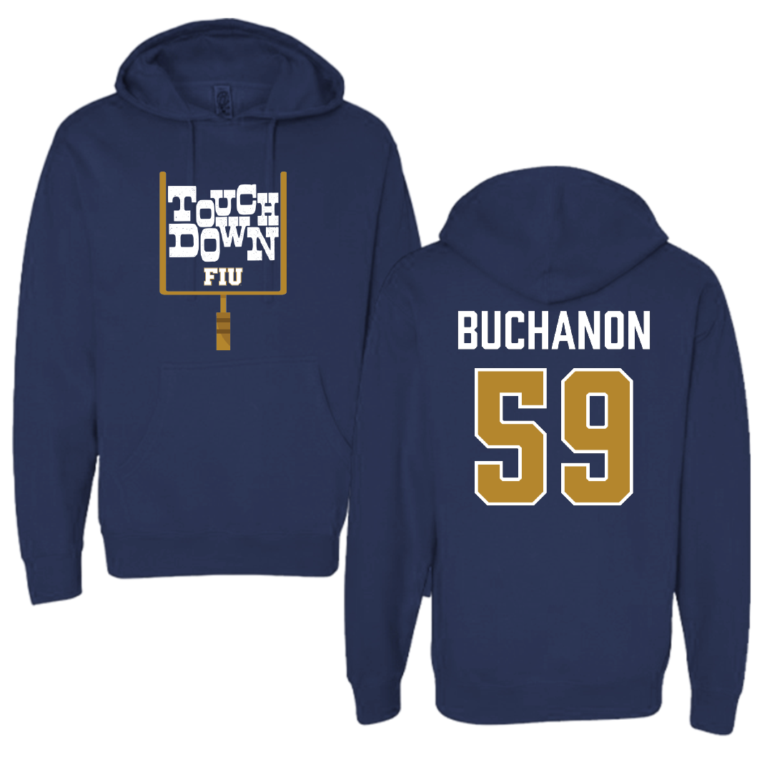 Florida International University Football Navy Touchdown Hoodie - #59 Jaheim Buchanon