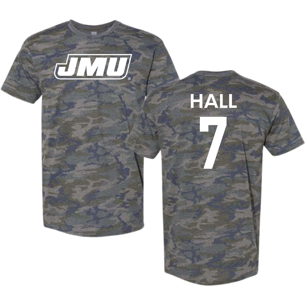 James Madison University Softball Vintage Camo Tee - #7 Jasmine Hall