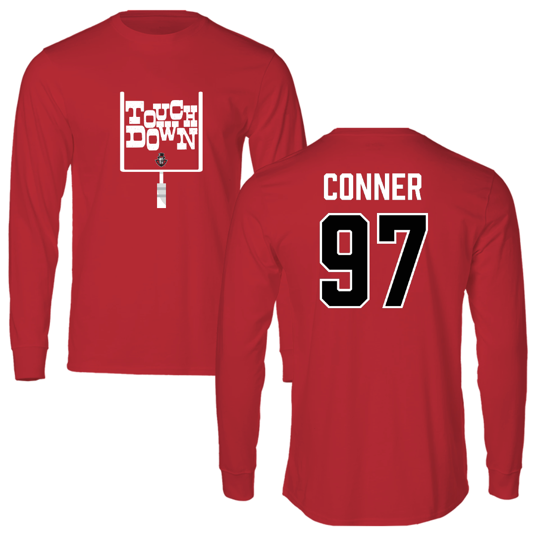 Austin Peay State University Football Red Touchdown Long Sleeve - #97 Carson Conner