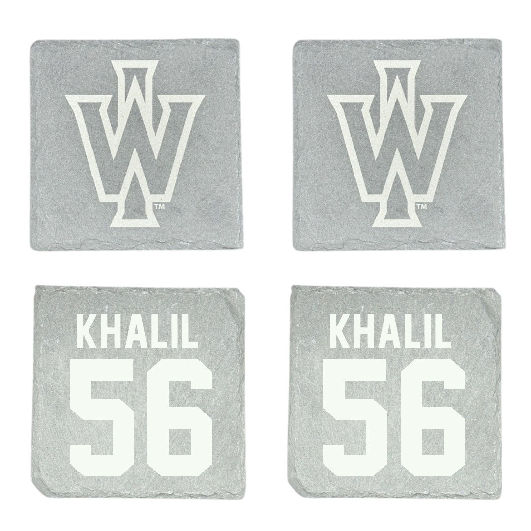 Illinois Wesleyan University Football Stone Coaster (4 Pack)  - #56 Mo Khalil