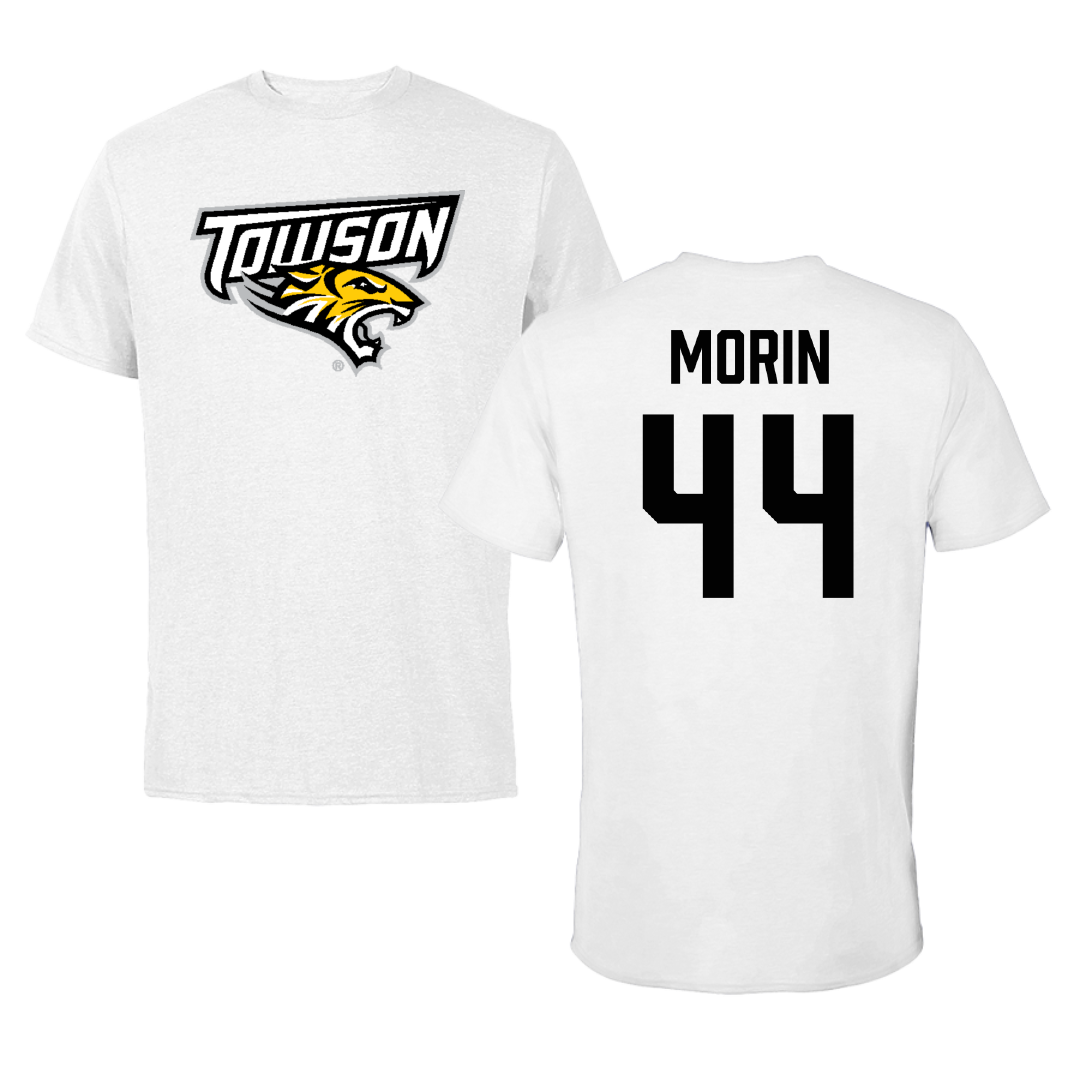 Towson University Lacrosse (M) White Performance Tee - #44 Sam Morin