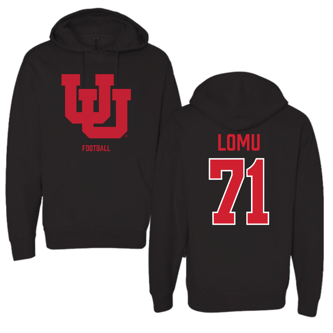 University of Utah Football Black Block Hoodie - #71 Caleb Lomu