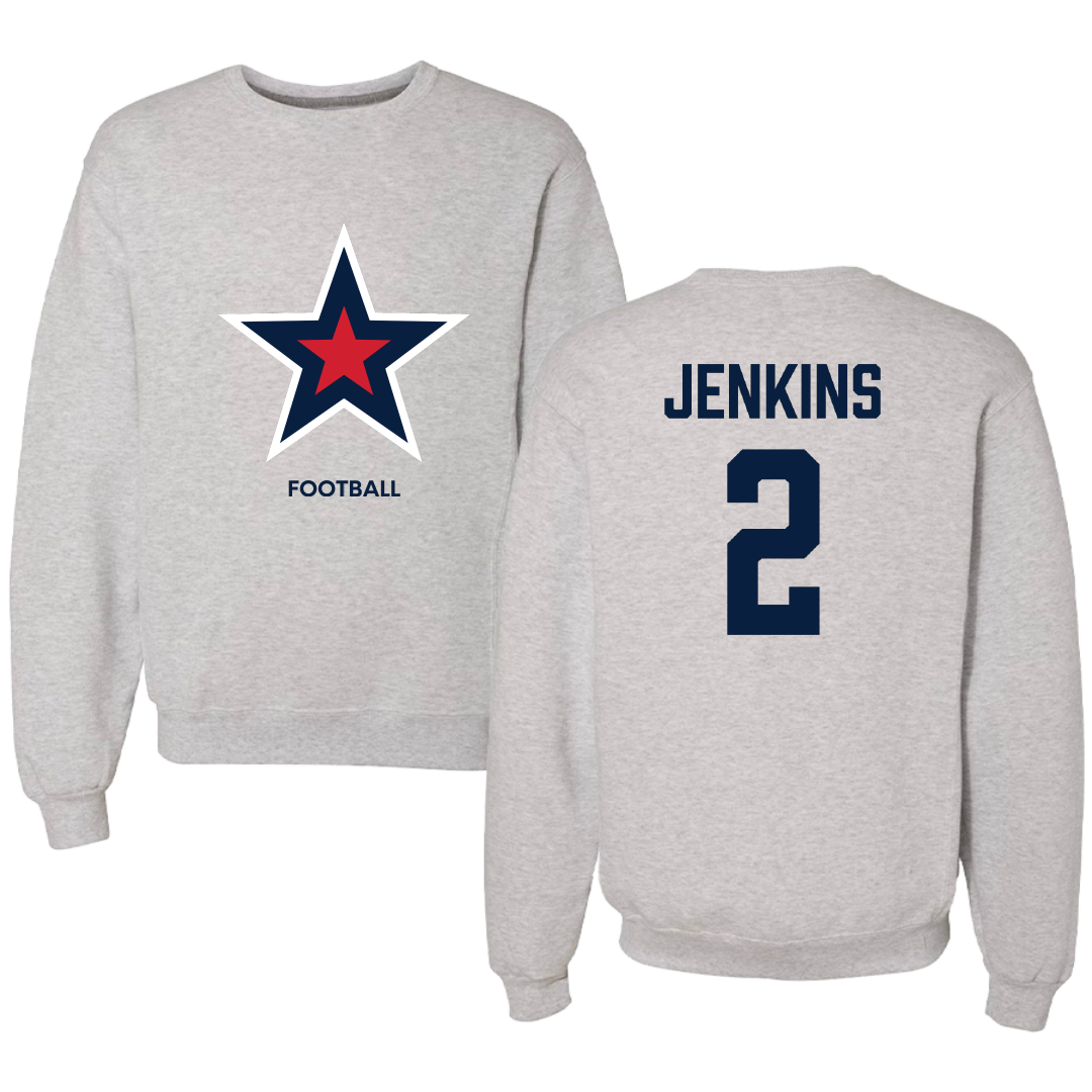 Robert Morris University Football Light Gray Crewneck - #2 Jayson Jenkins