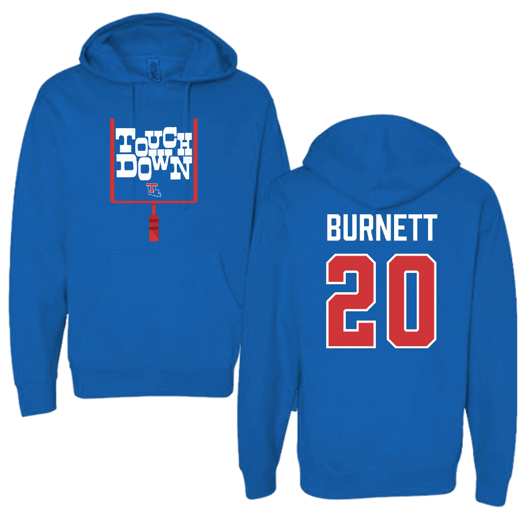 Louisiana Tech University Football Blue Touchdown Hoodie - #20 J'Dan Burnett