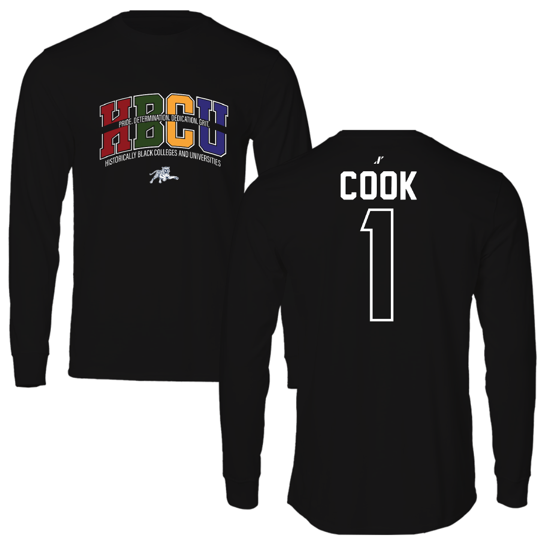 Jackson State University Basketball Black HBCU Long Sleeve - #1 Zeke Cook